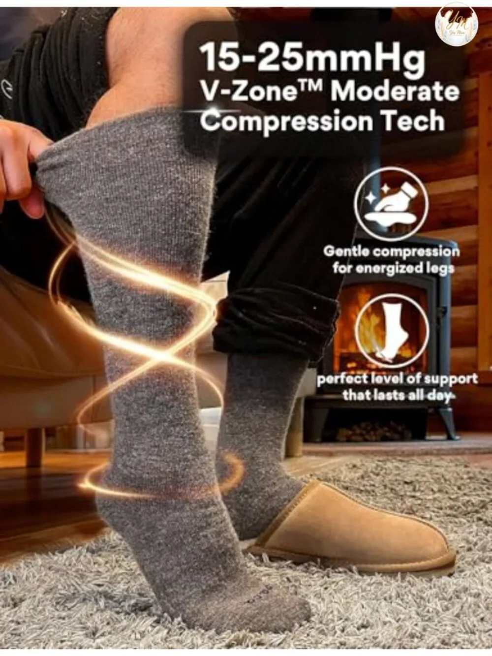 Alpaca Wool Knee-High Compression Socks 2-Pack